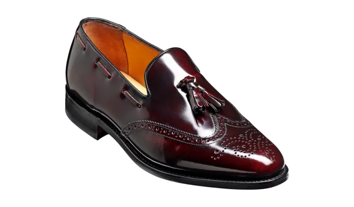 Clive 8211 Burgundy HiShine Mens Barker Shoes Loafers
