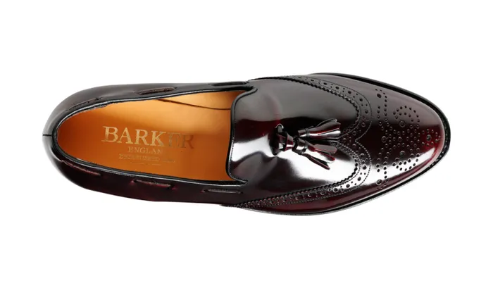 Clive 8211 Burgundy HiShine Mens Barker Shoes Loafers