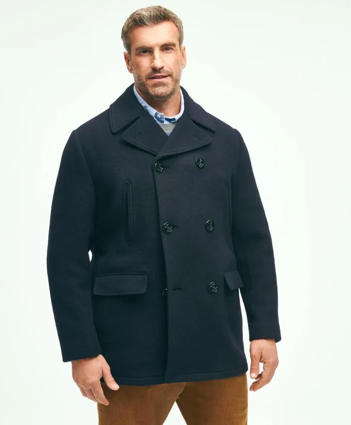 Coats andamp Jackets Men Brooks Brothers Big andamp Tall Classic Wool Pea Coat Navy