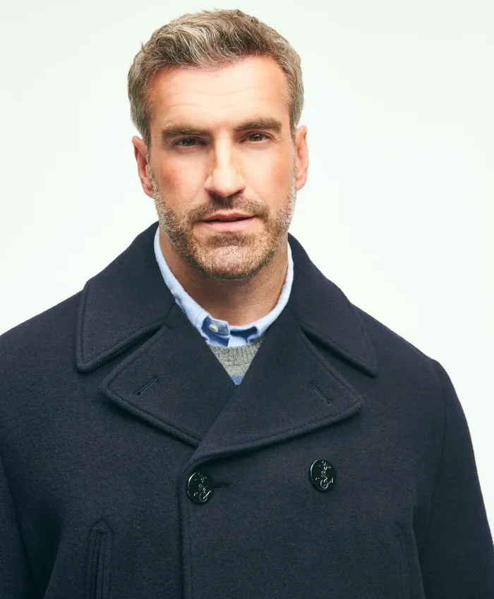 Coats andamp Jackets Men Brooks Brothers Big andamp Tall Classic Wool Pea Coat Navy