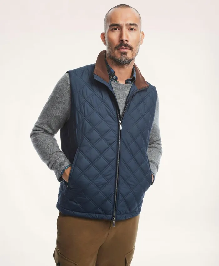Coats andamp Jackets Men Brooks Brothers Big andamp Tall Paddock Diamond Quilted Vest Navy
