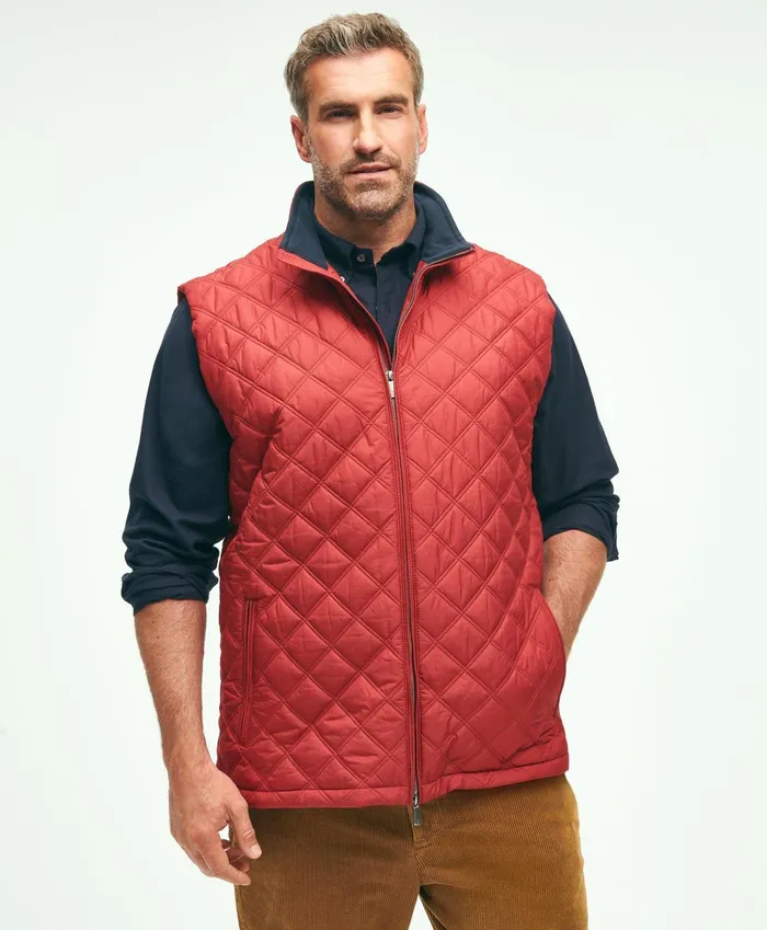 Coats andamp Jackets Men Brooks Brothers Big andamp Tall Paddock Diamond Quilted Vest Red