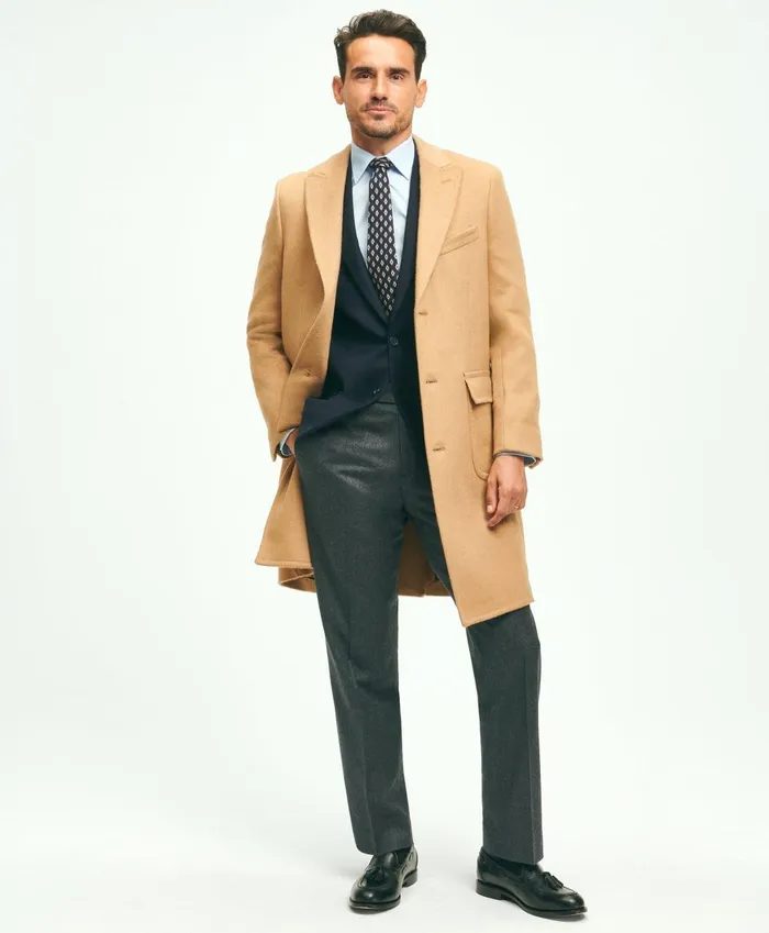 Coats andamp Jackets Men Brooks Brothers Camel Hair Polo Coat Brown