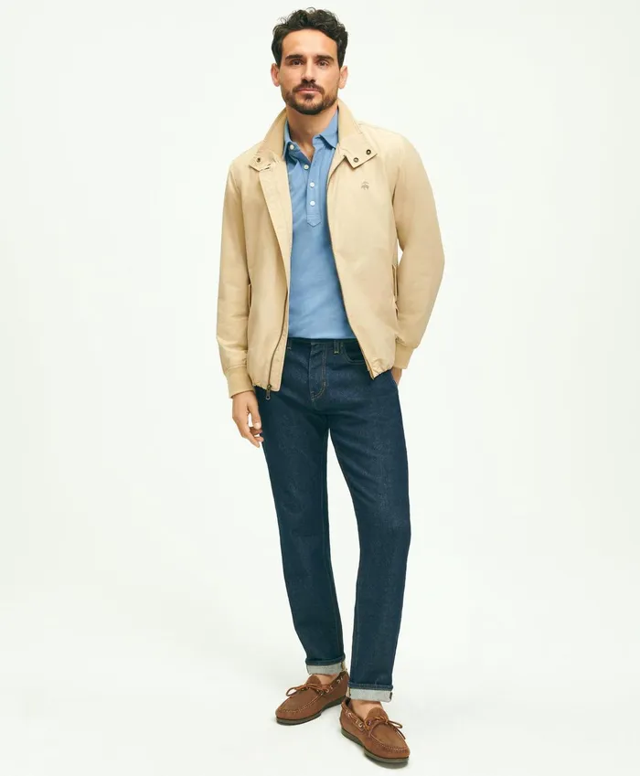 Coats andamp Jackets Men Brooks Brothers Cotton Blend Harrington Jacket Beige
