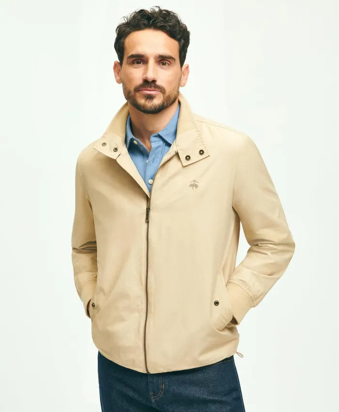 Coats andamp Jackets Men Brooks Brothers Cotton Blend Harrington Jacket Beige