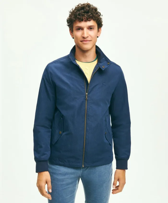 Coats andamp Jackets Men Brooks Brothers Cotton Blend Harrington Jacket Navy