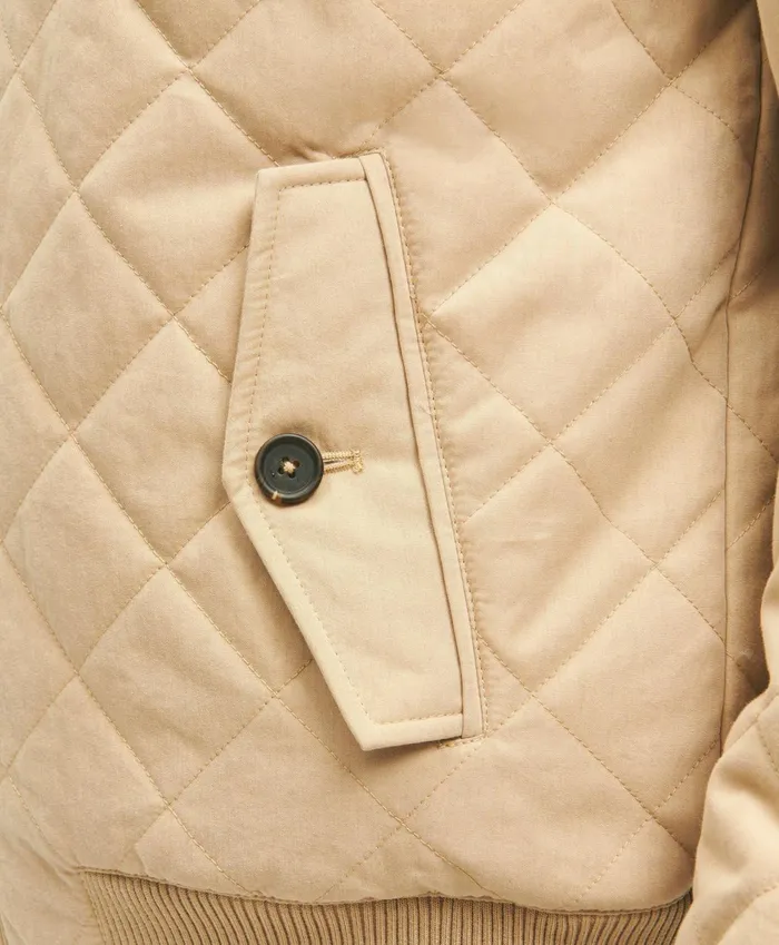 Coats andamp Jackets Men Brooks Brothers Cotton Blend Hooded Quilted Bomber Jacket Light Beige
