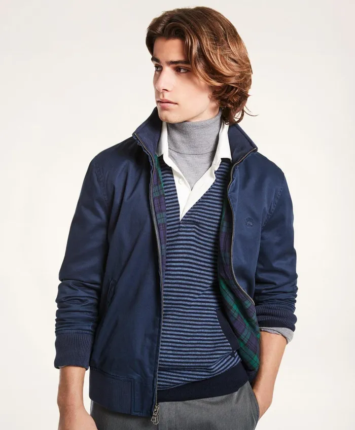 Coats andamp Jackets Men Brooks Brothers Cotton Bomber Jacket Navy