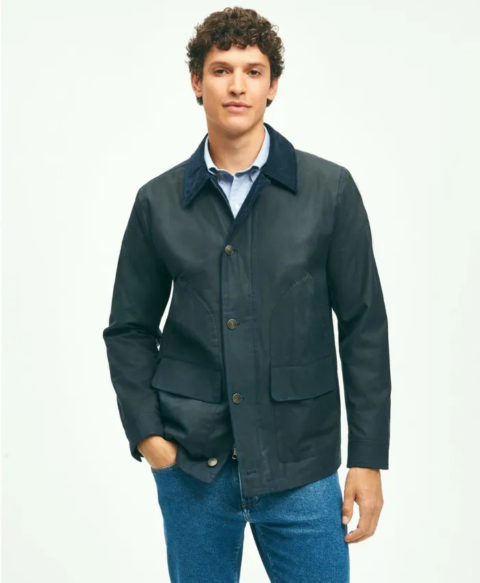 Coats andamp Jackets Men Brooks Brothers Cotton Waxed Chore Jacket Dark Blue