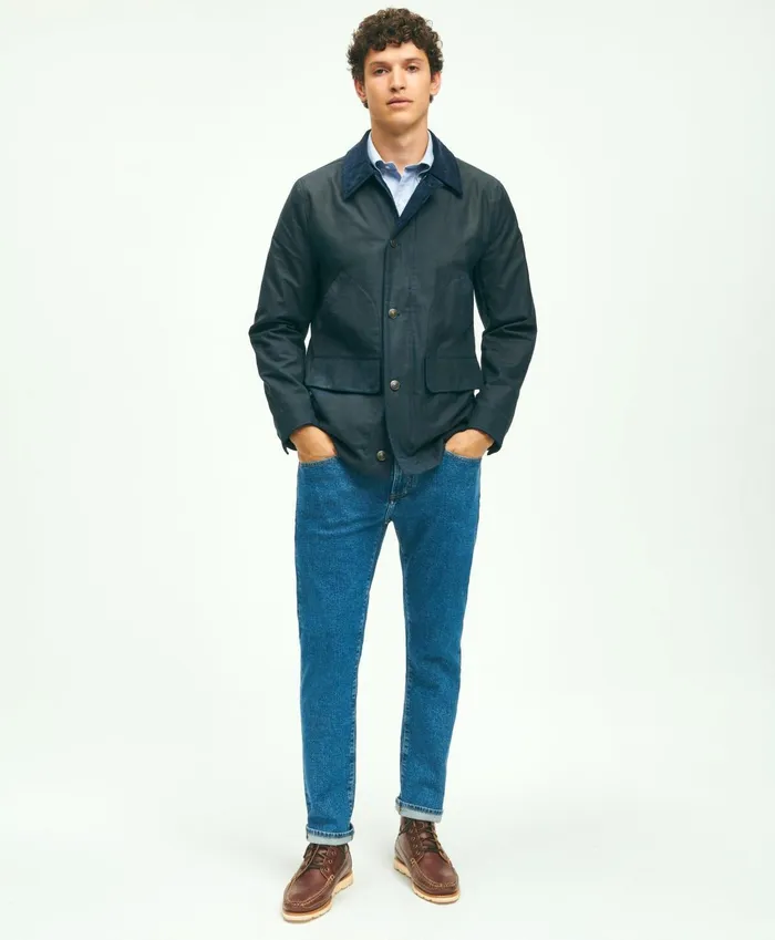 Coats andamp Jackets Men Brooks Brothers Cotton Waxed Chore Jacket Dark Blue