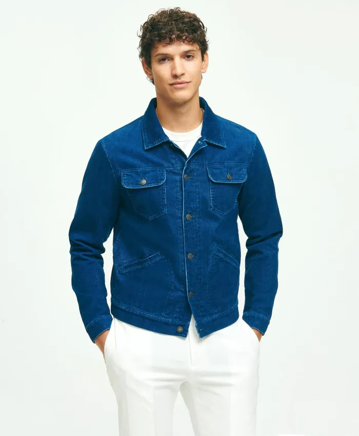 Coats andamp Jackets Men Brooks Brothers Medium Wale Corduroy Indigo Trucker Jacket Indigo Coats andamp Jackets Men Brooks Brothers Medium Wale Corduroy Indigo Trucker Jacket Indigo