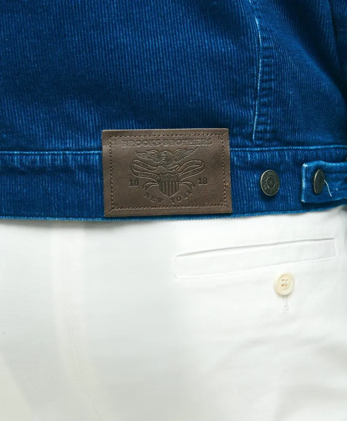 Coats andamp Jackets Men Brooks Brothers Medium Wale Corduroy Indigo Trucker Jacket Indigo