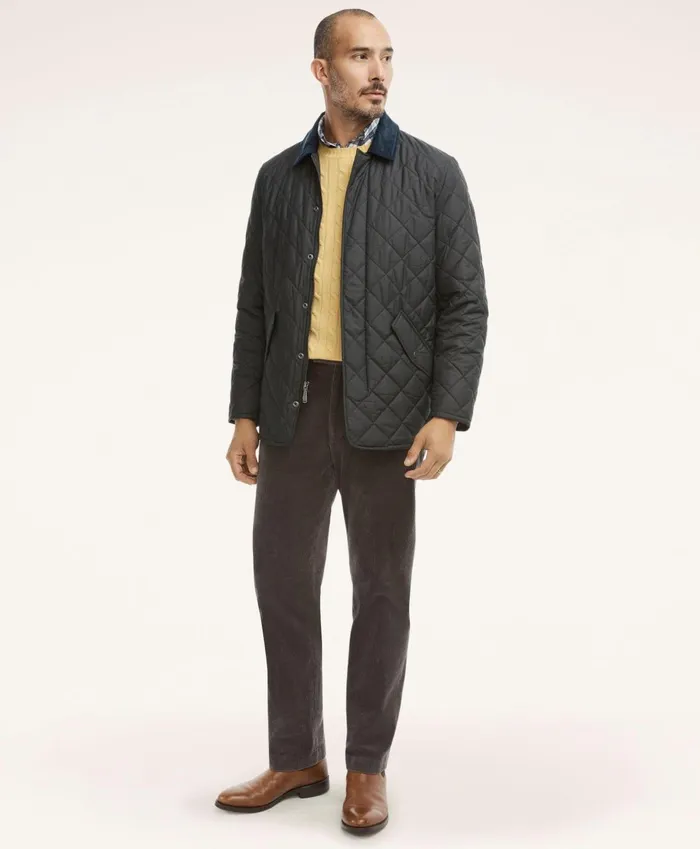 Coats andamp Jackets Men Brooks Brothers Paddock Diamond Quilted Coat Black