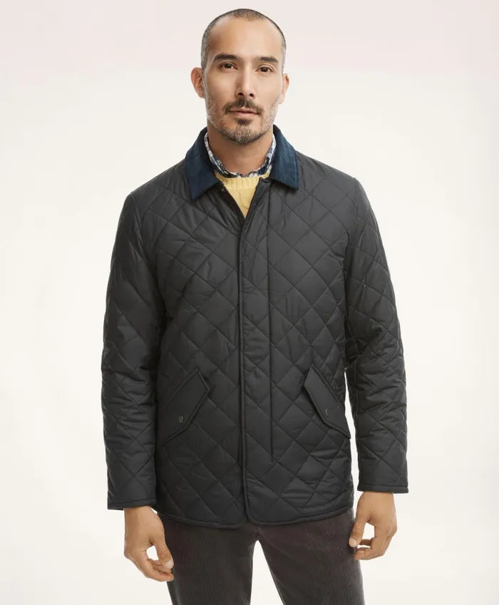 Coats andamp Jackets Men Brooks Brothers Paddock Diamond Quilted Coat Black