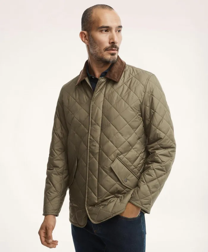 Coats andamp Jackets Men Brooks Brothers Paddock Diamond Quilted Coat Dark Green