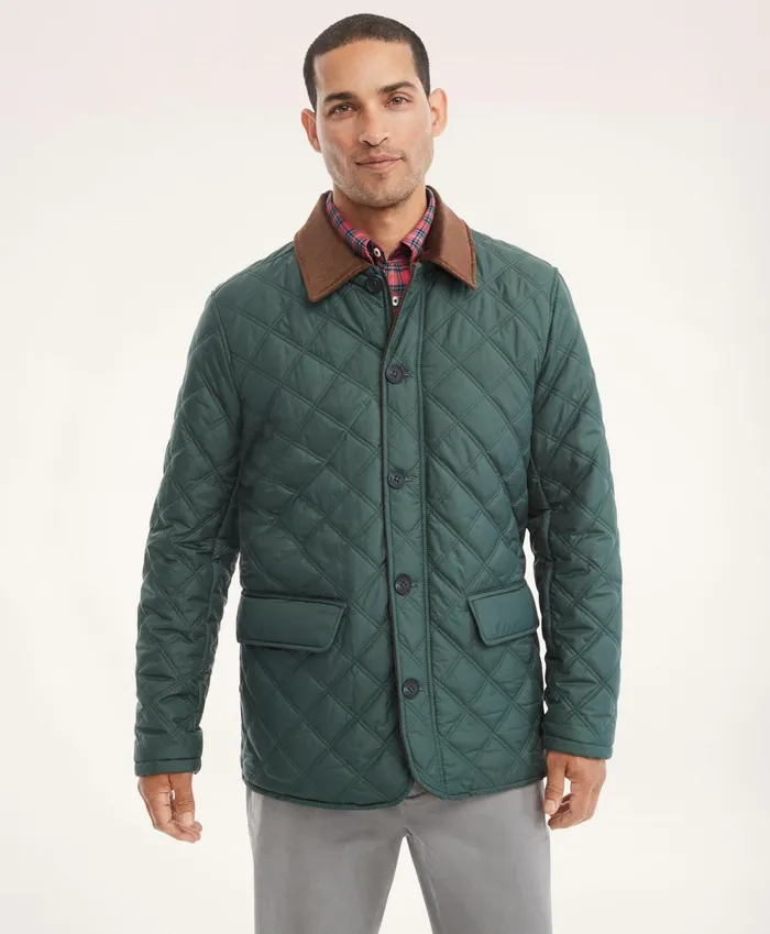 Coats andamp Jackets Men Brooks Brothers Paddock Diamond Quilted Coat Green
