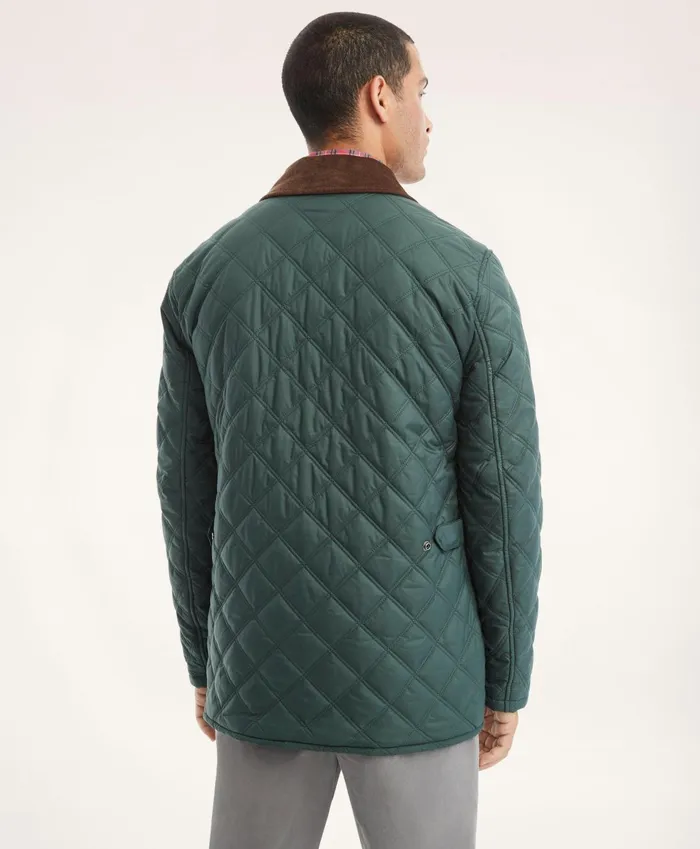 Coats andamp Jackets Men Brooks Brothers Paddock Diamond Quilted Coat Green