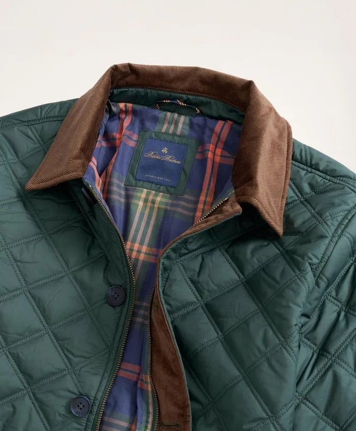 Coats andamp Jackets Men Brooks Brothers Paddock Diamond Quilted Coat Green