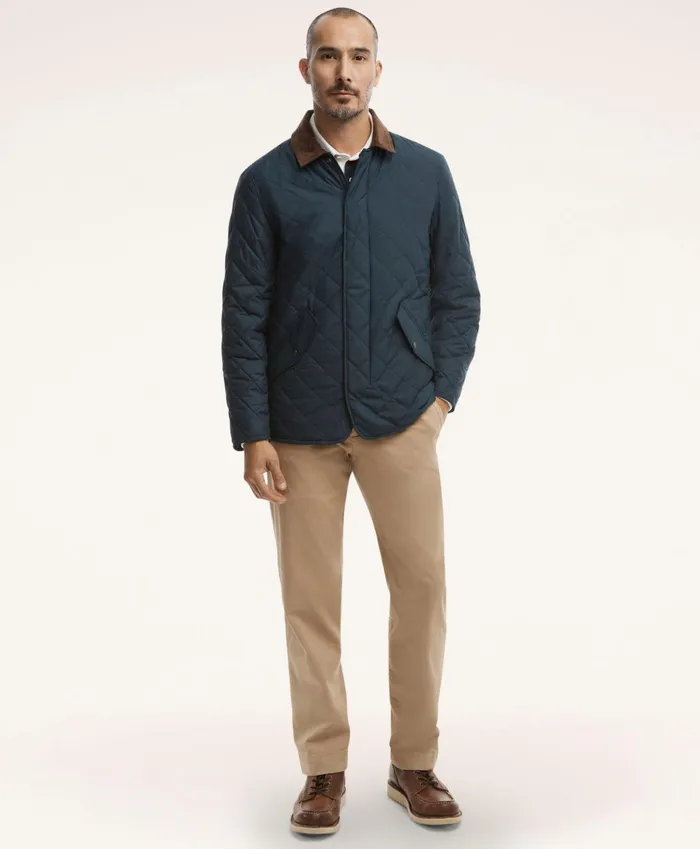Coats andamp Jackets Men Brooks Brothers Paddock Diamond Quilted Coat Navy