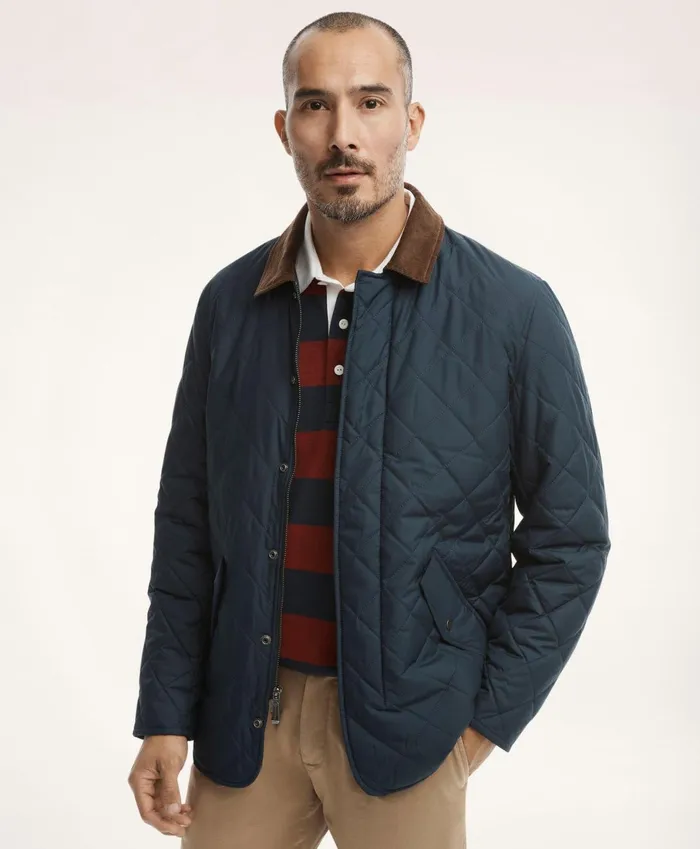 Coats andamp Jackets Men Brooks Brothers Paddock Diamond Quilted Coat Navy