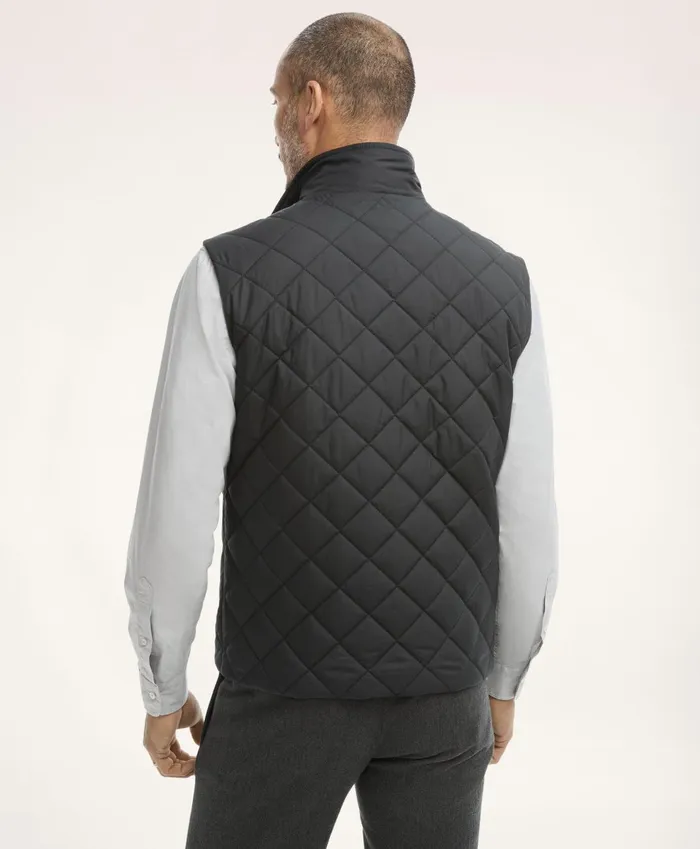 Coats andamp Jackets Men Brooks Brothers Paddock Diamond Quilted Vest Black