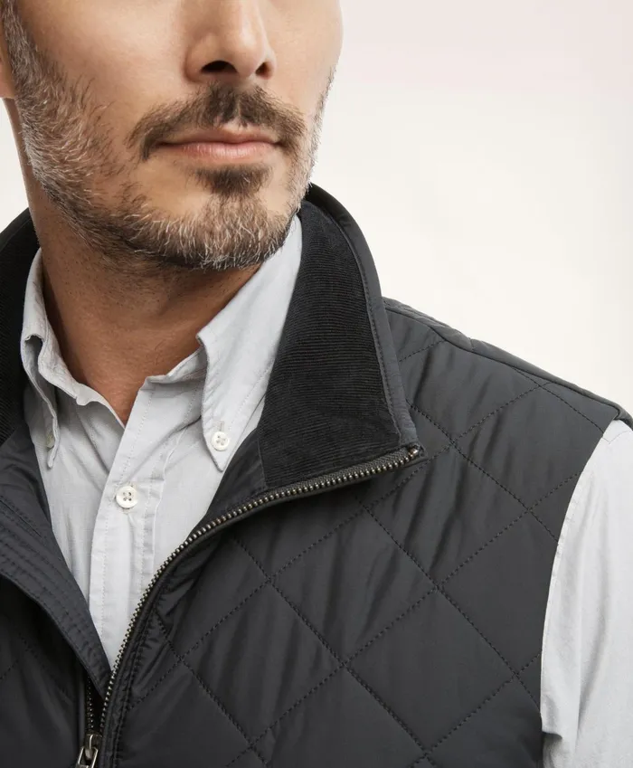 Coats andamp Jackets Men Brooks Brothers Paddock Diamond Quilted Vest Black