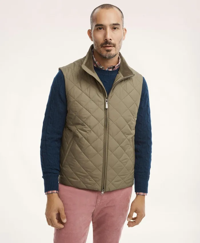 Coats andamp Jackets Men Brooks Brothers Paddock Diamond Quilted Vest Dark Green Coats andamp Jackets Men Brooks Brothers Paddock Diamond Quilted Vest Dark Green