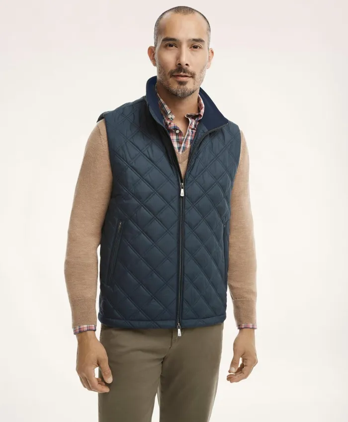 Coats andamp Jackets Men Brooks Brothers Paddock Diamond Quilted Vest Navy
