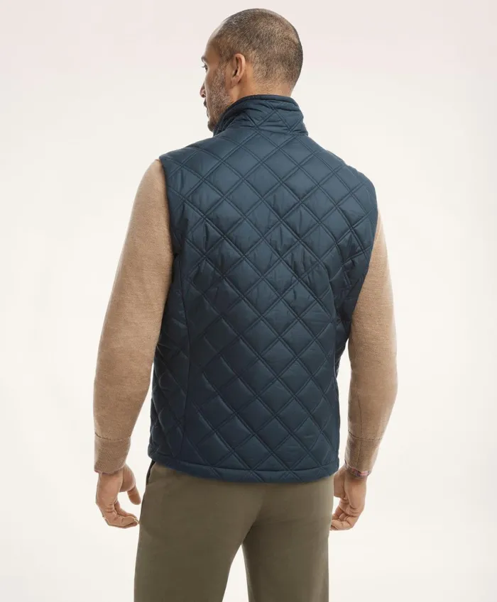 Coats andamp Jackets Men Brooks Brothers Paddock Diamond Quilted Vest Navy