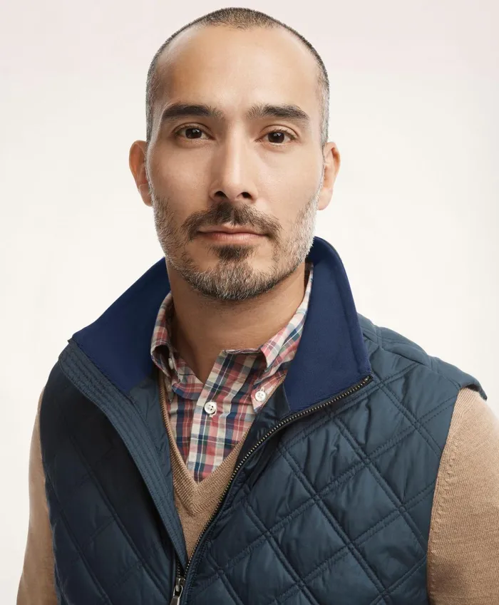 Coats andamp Jackets Men Brooks Brothers Paddock Diamond Quilted Vest Navy