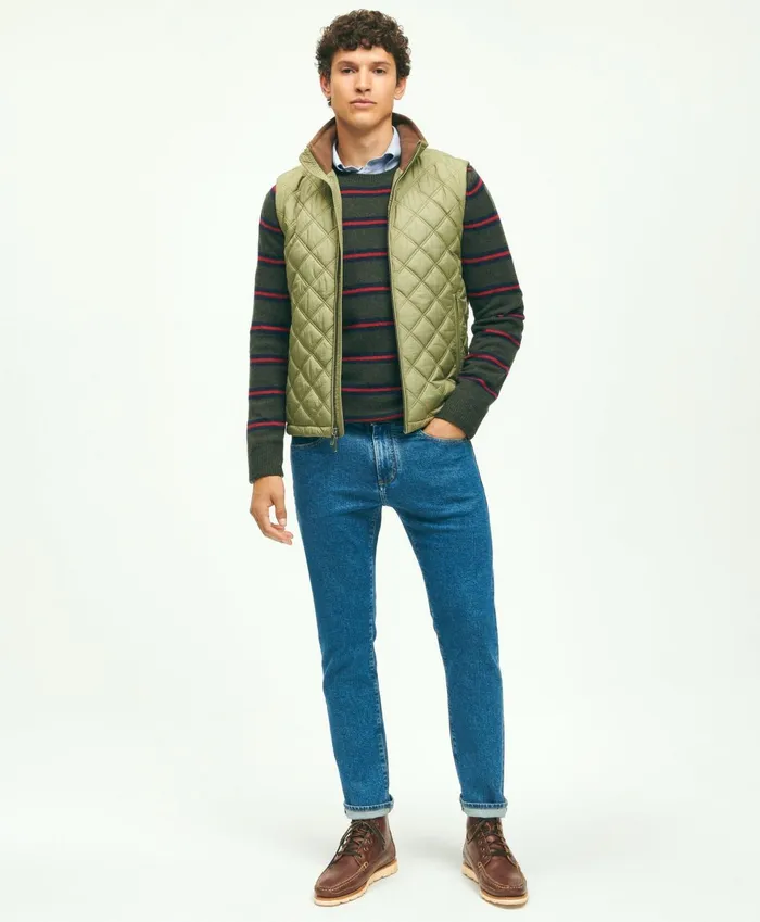 Coats andamp Jackets Men Brooks Brothers Paddock Diamond Quilted Vest Olive