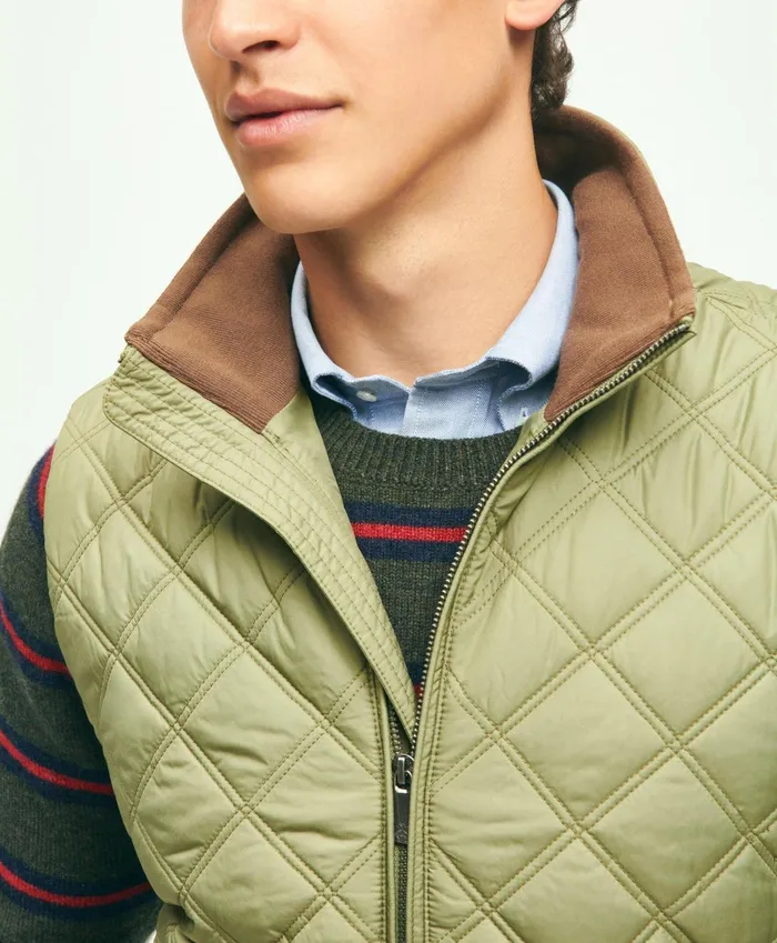 Coats andamp Jackets Men Brooks Brothers Paddock Diamond Quilted Vest Olive