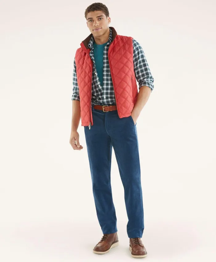 Coats andamp Jackets Men Brooks Brothers Paddock Diamond Quilted Vest Red