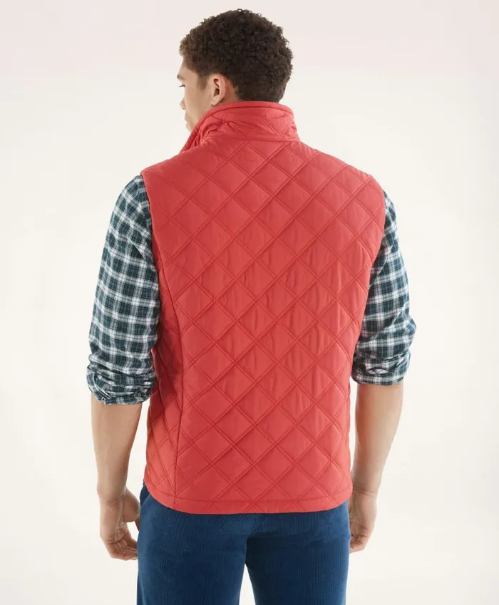 Coats andamp Jackets Men Brooks Brothers Paddock Diamond Quilted Vest Red