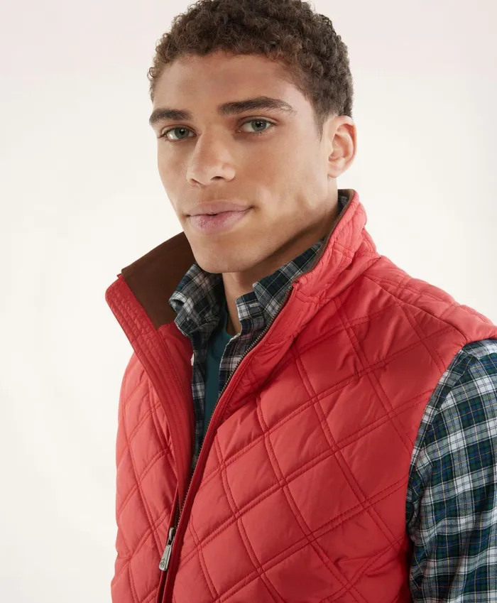 Coats andamp Jackets Men Brooks Brothers Paddock Diamond Quilted Vest Red