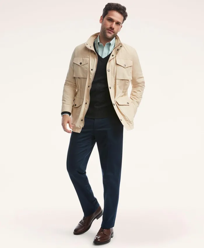 Coats andamp Jackets Men Brooks Brothers Safari Jacket In WaterRepellent Ripstop Dark Beige Coats andamp Jackets Men Brooks Brothers Safari Jacket In WaterRepellent Ripstop Dark Beige