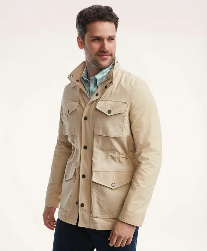 Coats andamp Jackets Men Brooks Brothers Safari Jacket In WaterRepellent Ripstop Dark Beige