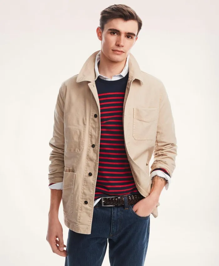 Coats andamp Jackets Men Brooks Brothers Stretch Canvas Chore Jacket Dark Beige Coats andamp Jackets Men Brooks Brothers Stretch Canvas Chore Jacket Dark Beige