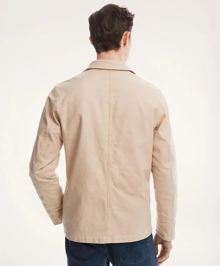 Coats andamp Jackets Men Brooks Brothers Stretch Canvas Chore Jacket Dark Beige
