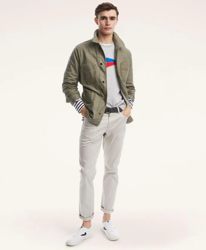 Coats andamp Jackets Men Brooks Brothers Stretch Canvas Chore Jacket Green