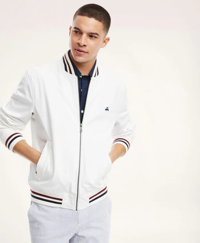 Coats andamp Jackets Men Brooks Brothers Stretch Cotton Tennis Bomber Jacket White Coats andamp Jackets Men Brooks Brothers Stretch Cotton Tennis Bomber Jacket White