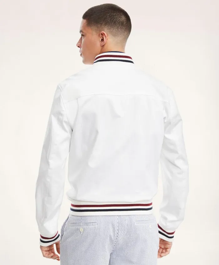 Coats andamp Jackets Men Brooks Brothers Stretch Cotton Tennis Bomber Jacket White