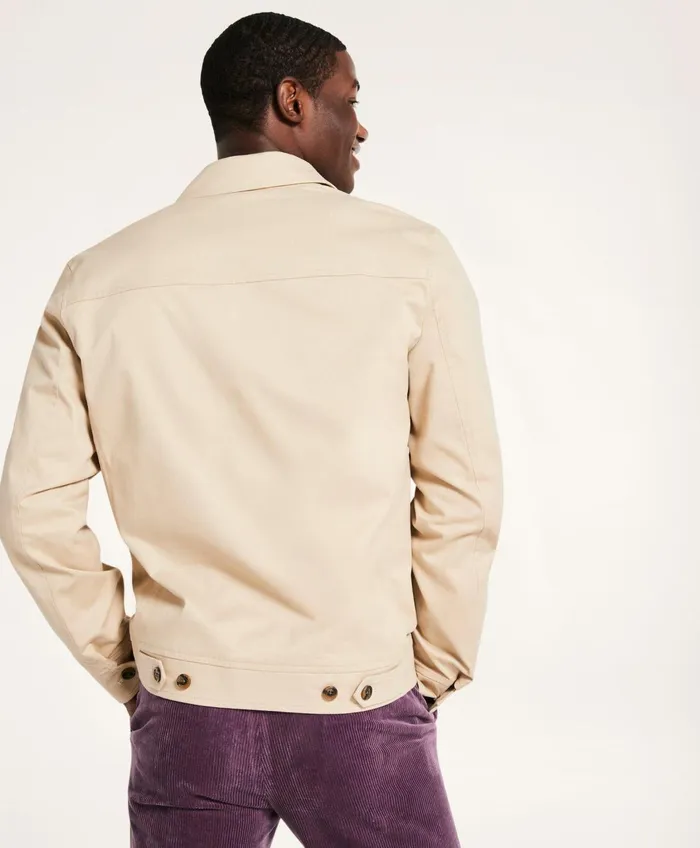 Coats andamp Jackets Men Brooks Brothers Stretch Cotton Twill Bomber Jacket Beige