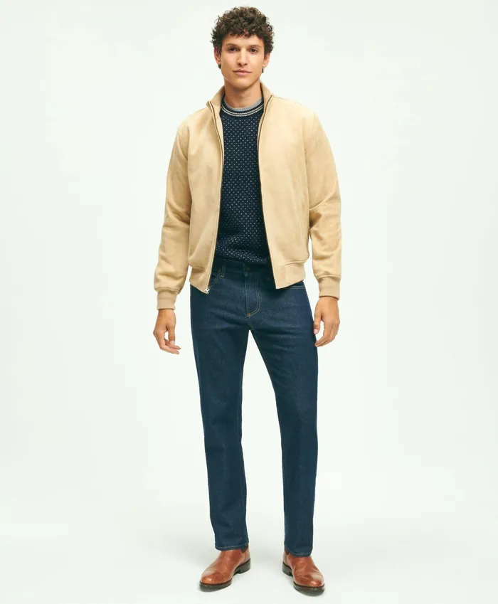 Coats andamp Jackets Men Brooks Brothers Suede Bomber Jacket Light Beige