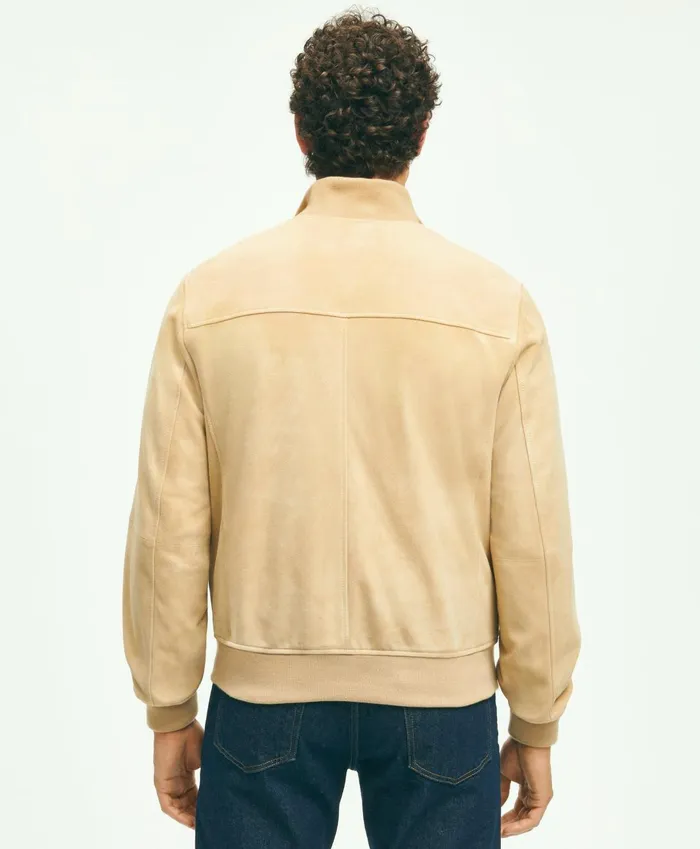 Coats andamp Jackets Men Brooks Brothers Suede Bomber Jacket Light Beige