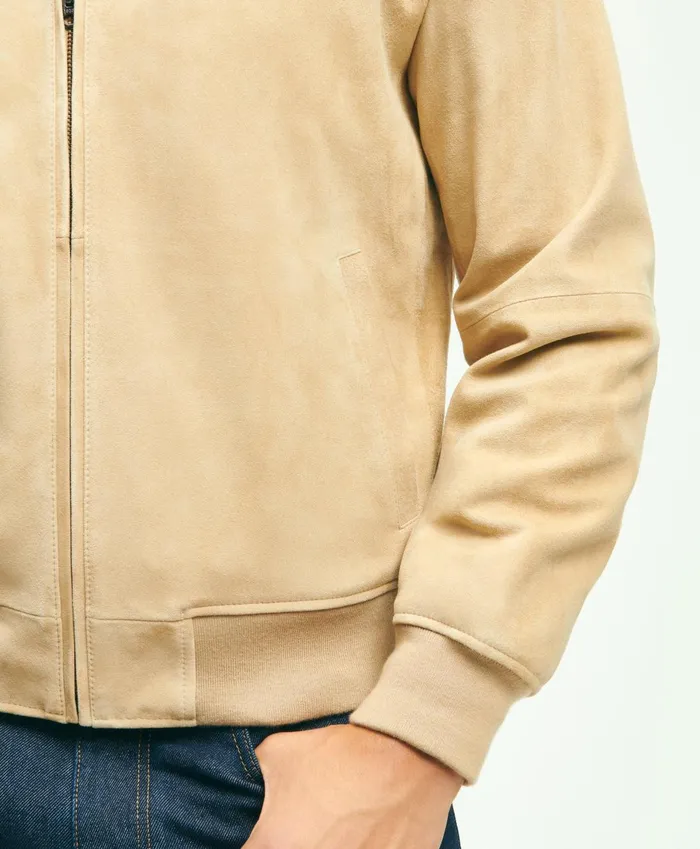 Coats andamp Jackets Men Brooks Brothers Suede Bomber Jacket Light Beige