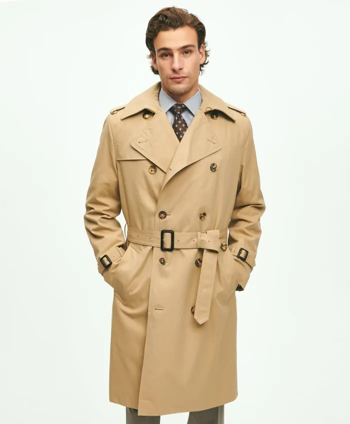 Coats andamp Jackets Men Brooks Brothers Supima Cotton Thermore Fill Trench Coat Khaki