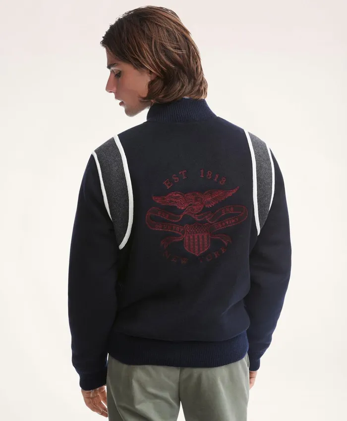 Coats andamp Jackets Men Brooks Brothers Varsity Jacket Navy
