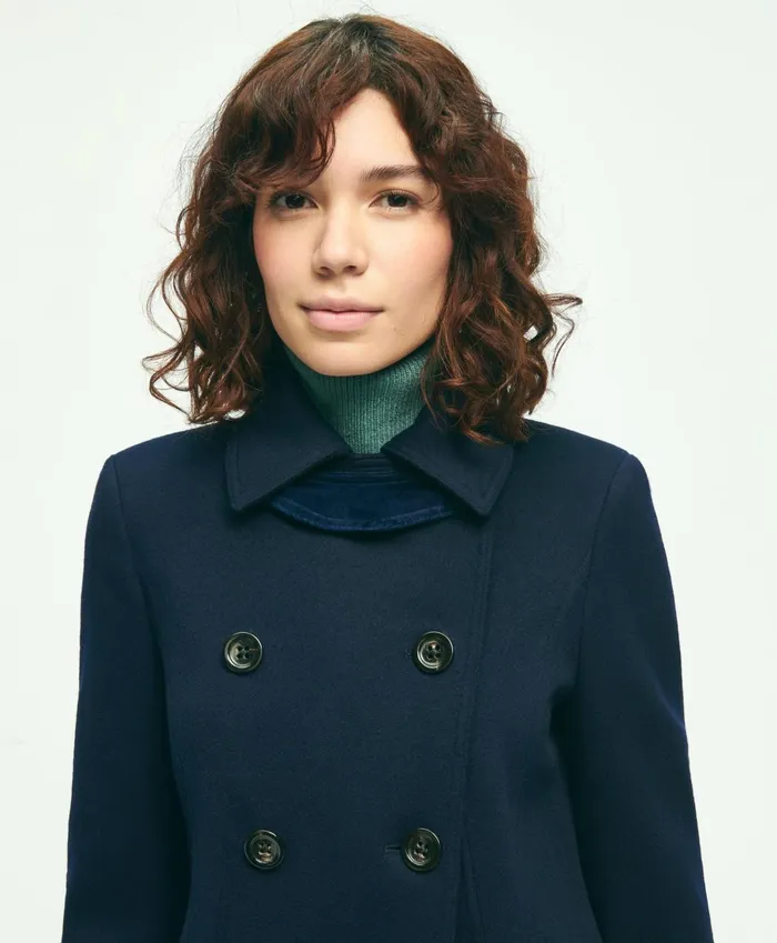 Coats andamp Jackets Women Brooks Brothers Brushed Wool DoubleBreasted Coat Navy