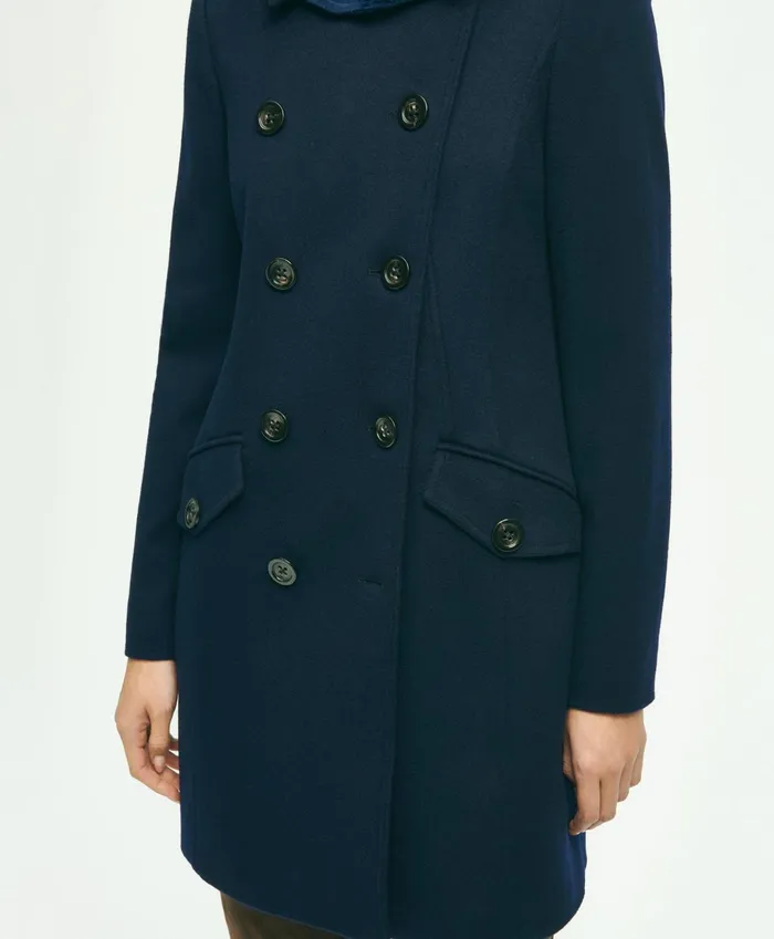 Coats andamp Jackets Women Brooks Brothers Brushed Wool DoubleBreasted Coat Navy